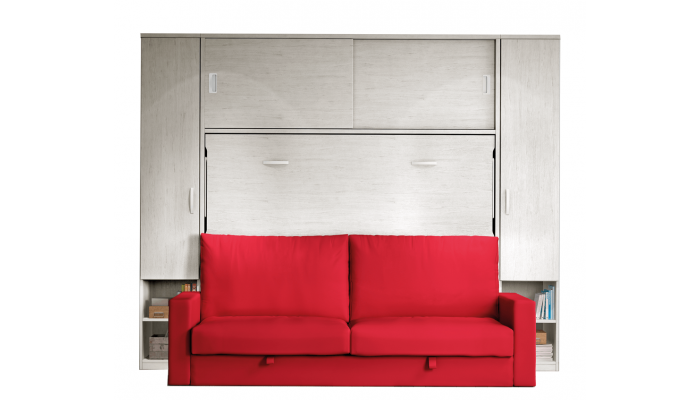 HORIZON - Armoire lit escamotable horizontale avec canapé et rangement