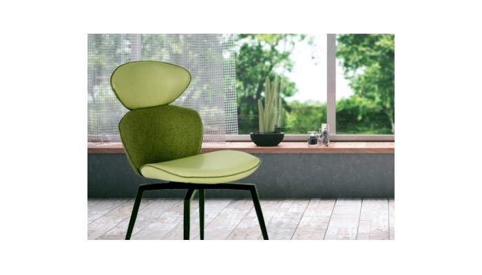CALISSON - Chaise assise rotative Tissus et Pvc OLIVE