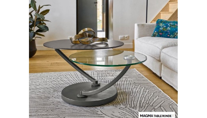 MAGMA - Table basse 80x80 céramique, verre transparent  41837CV