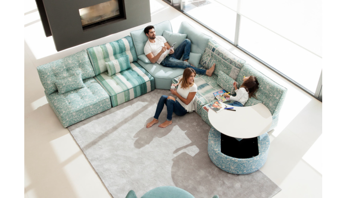 LUNA - Table basse tissus plateau...