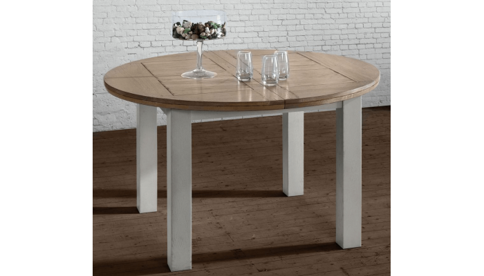 ROMANCE  - Table ronde Diam 125 cm une allonge de 39 cm chêne massif
