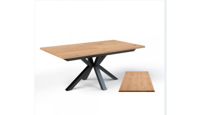 DUNE - Table rectangle 180 cm pied croix - 1 allonge