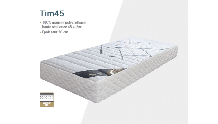 TIM 45 - Matelas de relaxation 100% mousse polyuréthane HR 45kg/m3