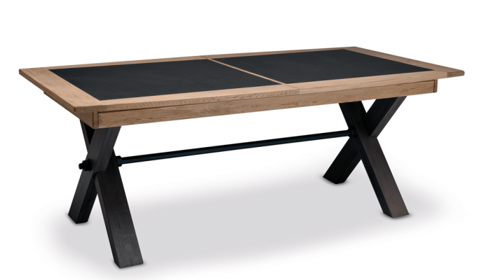 MAGELLAN - Table de séjour 2 allonges de 46 cm plateau et allonges en céramique